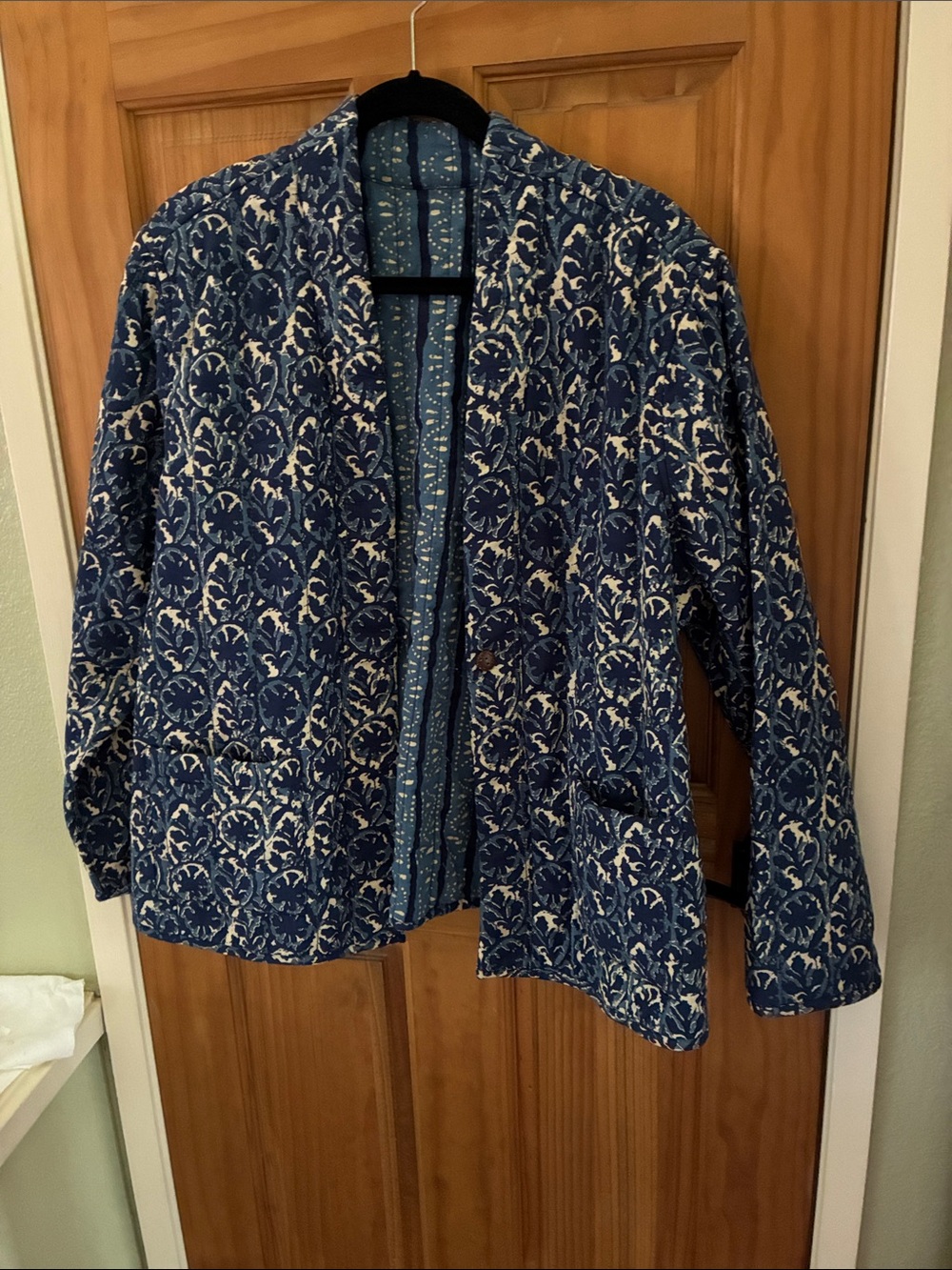 NWT J. Jill Pure Jill Reversible Blue and White Patterned Jacket